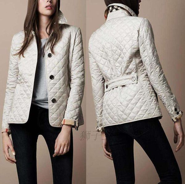 Design de moda jaqueta feminina simples outono/inverno acolchoado casual xadrez acolchoado papel negócios