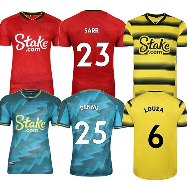

21 22 watford soccer jerseys etebo king 2021 2022 deeney joao pedro sema louza football shirt chalobah gosling sarr cucho cleverley mens jer, Black;yellow