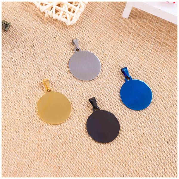 

round coin stainless steel outer hole round dog metal cat id tag pet blank lettering