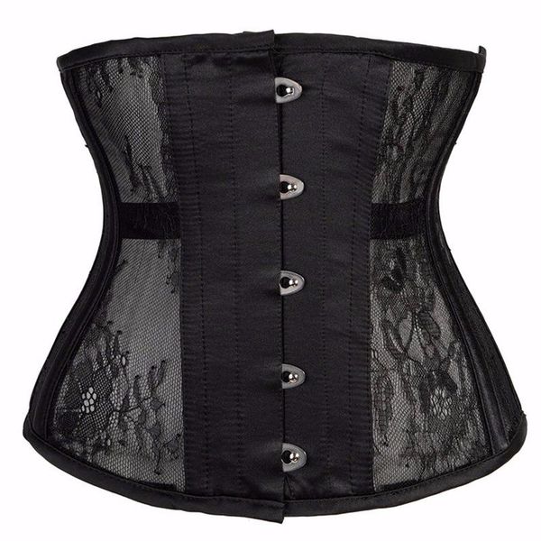 

bustiers & corsets short torso underbust corset waist trainer gothic steampunk bustier body shaper 10 steel boned breathable mesh lace up, Black;white