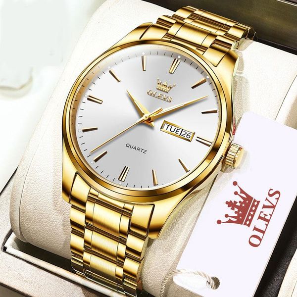 

wristwatches brand waterproof quartz steel band business men's watch casual calendar week display wrist relogios masculino gift, Slivery;brown