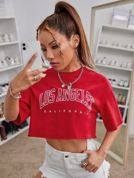 

letter graphic crop tee 37on#, White
