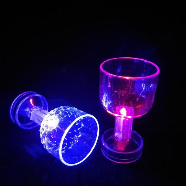 

cups & saucers 50ml led flashing color change water activated light up beer whisky drink cup luminous wine party supply drinking tools