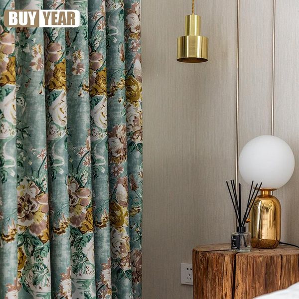 

curtain & drapes 2021 modern minimalist pastoral style printed curtains for living room bedroom study blackout custom