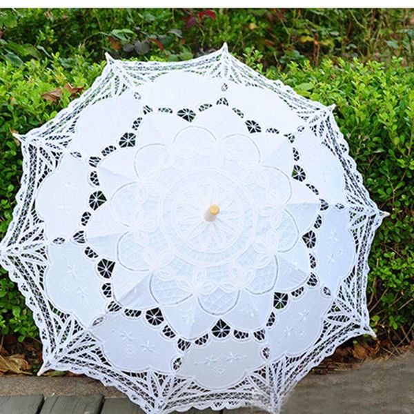 

other accessories lace manual opening wedding umbrella bridal parasol for shower u01, White