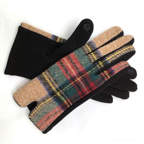 

1pi autumn winter mittenstweed scotland symmetrical lattice fashion warm and warm cold women' riding gloves gloves, Blue;gray