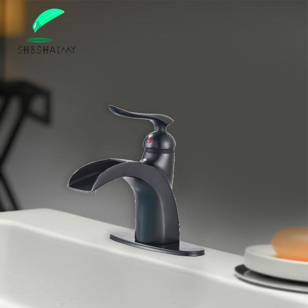

bathroom sink faucets shbshaimy orb basin matte deck moounted waterfall tap