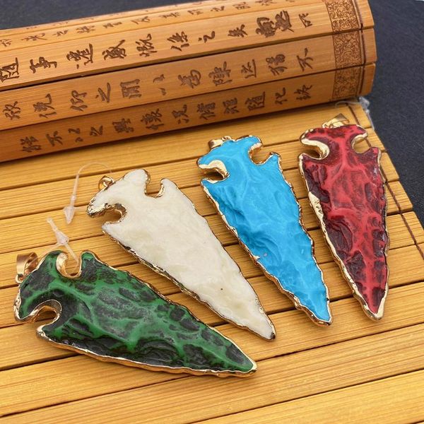 

charms natural stone pendant resin cow bone multicolor tapered electroplating edging pattern suitable for creating fashion jewelry, Bronze;silver