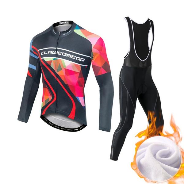 

racing sets yocene arrival mtb bicycle clothing winter men bib polyester fleece ciclismo, Black;blue