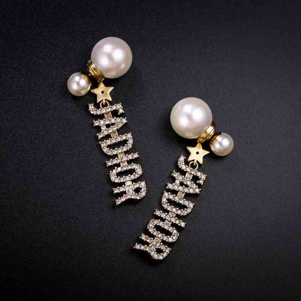 

special offer 75% off outlet online family's new letter pearl earrings 2qpc, Silver