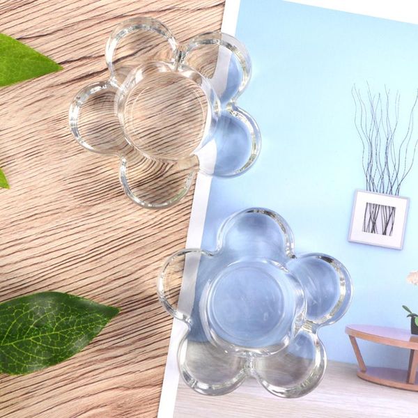 

candle holders 2pcs glass candlestick delicate holder stand deskdecoration (plum blossom shape 205g)