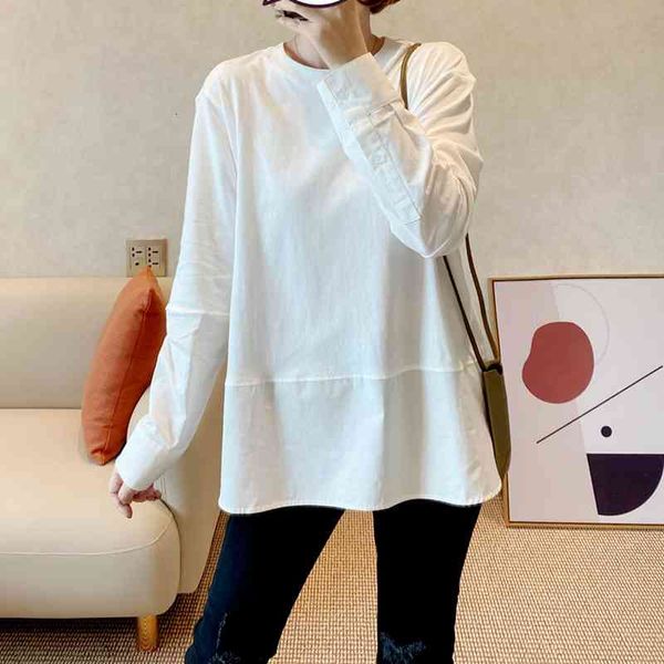 

women's t-shirt plain long sleeve t-shirt, pure white multifunctional