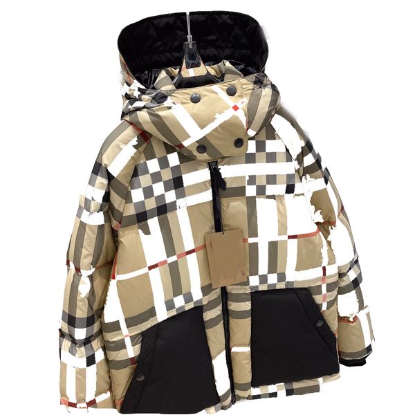 

men brown canvas padded down jacket fashion designer women zipper pocket nylon coat hood drawstring letter fabirc winter warm outwear s~xxl, Black