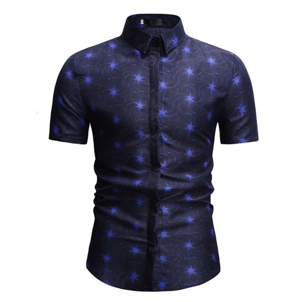 

men's shirt long sleeve youth casual star print slim shirt men's, White;black