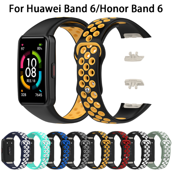 

watch bands breathable silicone strap for huawei band 6 smart wristband soft sports bracelet belts honor correa accessories, Black;brown