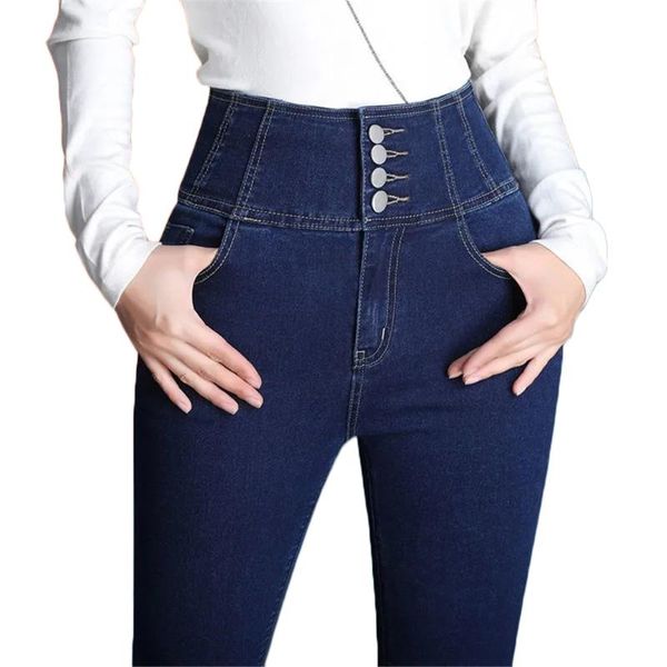

women's jeans womens winter high waist skinny pants fleece /no velvet elastic leggings casual plus size for women warm, Blue