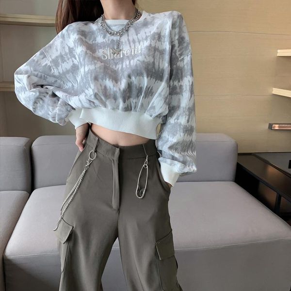 

women's polos hong kong small graceful sweatshirt female online influencer retro loose korean style navel short fried street top, White
