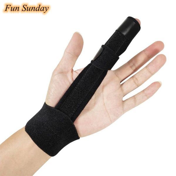 

protective sleeve injuries broken fingers hand fixing strap trigger finger extension splint adjustable belt support wrist, Black;red