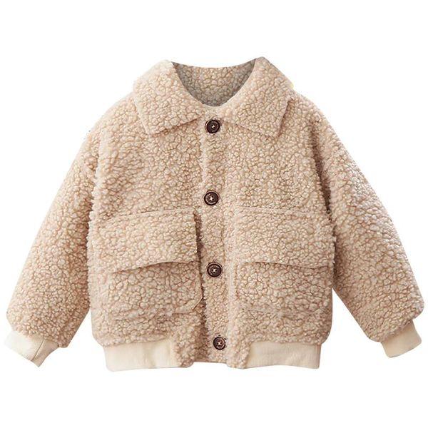 

jackets toddlers kids clothes winter baby boys girls plush lapel warm jacket windproof children outwear lambswool coat for boy, Blue;gray