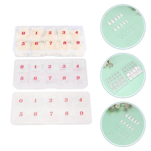 

false nails 3 boxes/1500pcs artificial nail patch art full tips fake cover, Red;gold