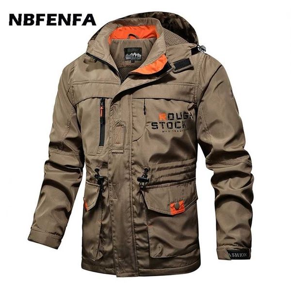 

men's jacket windbreaker coat waterproof windproof hooded men clothing spring autumn outwears casual sports male overalls la059 211110, Black;brown