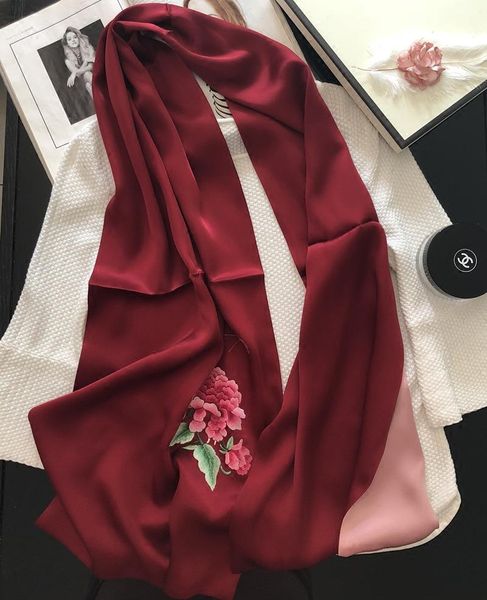 

ethnic clothing red chinese style grade silk embroidered scarf