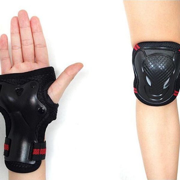 

protective gear knee pads elbow wrist guards children's adult's sports comfortable scooter roller skating &, Black;gray