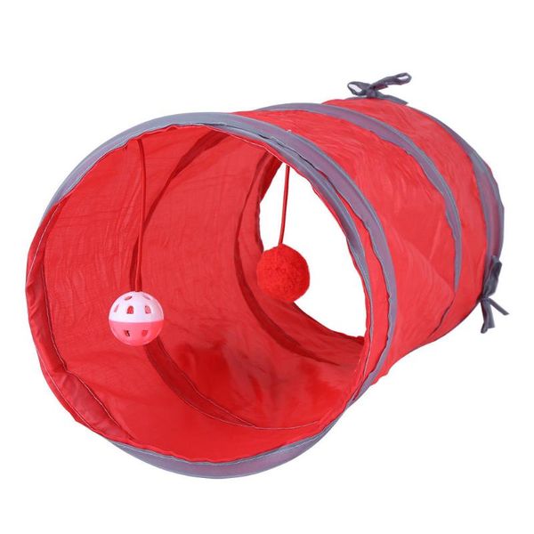 

cat toys tunnel pet kitten playing training toy dog folding tube tent w/ balls