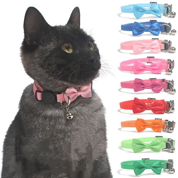 

cat collars & leads saim breakaway collar bow with bells 2pcs nylon ribbon adjustable neck strap color bowknot puppy jj50865
