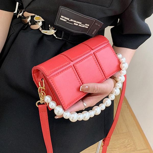

summer simple bag 2021 trendy fashion messenger female all-match pearl portable small square shoulder bags