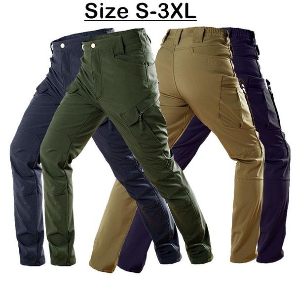 

men's pants waterproof outdoor casual loose multi-pocket overalls cotton hiking camping warm trousers, Black