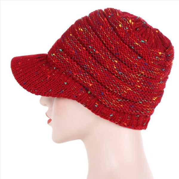 

fashion women knit hat girl casual crochet baseball cap knitted hats autumn winter visor beanie item, Blue;gray