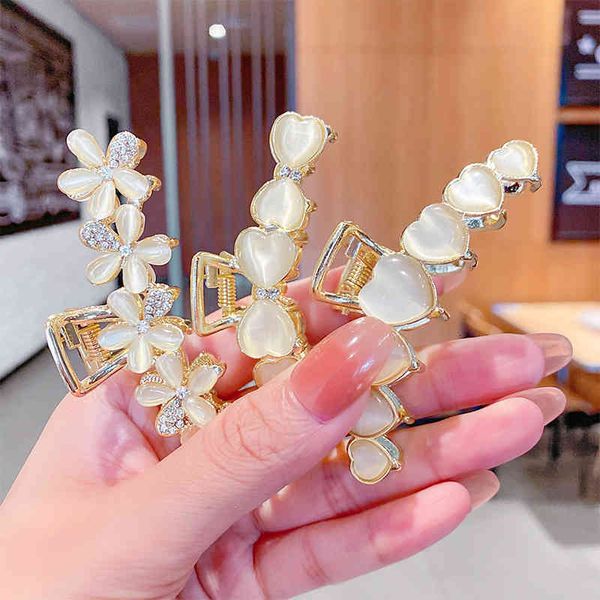 Accessori per gioielli per capelli Coreano grande strass pin opale metallo presa clip femmina posteriore della testa Pan Squalo copricapo