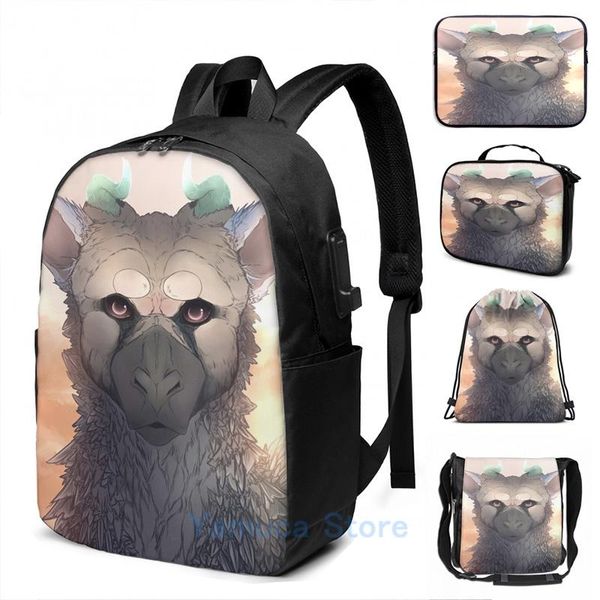 

backpack funny graphic print trico the last guardian usb charge men school bags women bag travel laptop