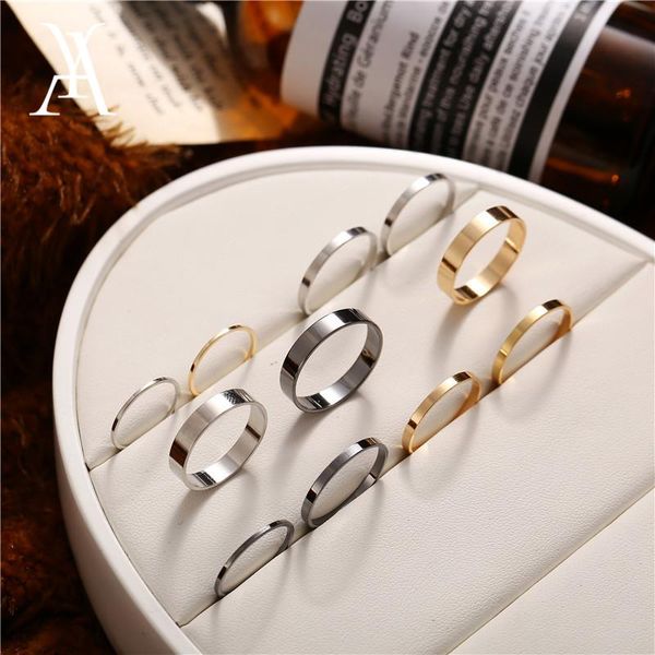 

wedding rings 10pcs/set metal plain round circle set simple mixed joint knock for women statement jewelry giftd, Slivery;golden