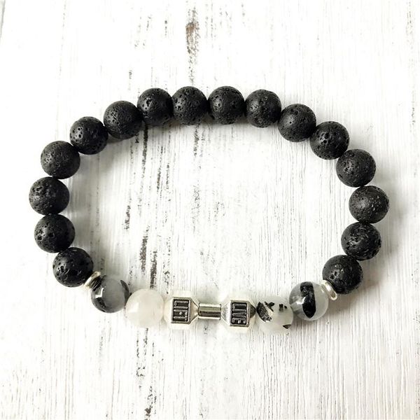 

charm bracelets natural lava stone bracelet 2021 style rutilated quartz yoga mala gift for men or women power energy jewelry, Golden;silver