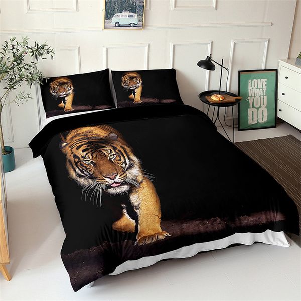 

3d tiger duvet cover for teenage boy single double size animal printed bed linen bed cover set queen king size beddings adults