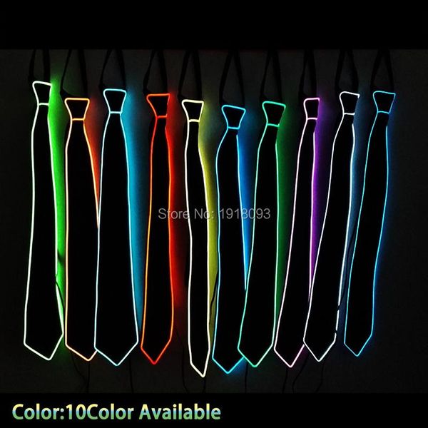 

10 color available luminous el necktie led strip tie neon light up by battery men's wedding gift strips
