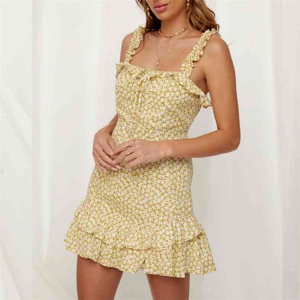 

women casual summer dress flower print bow decoration harness flouncing vestidos 210430, Black;gray