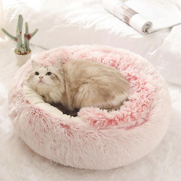 

cat beds & furniture winter warm soft cave donut bed long plush round cushion mat for kitten dog pet comfortable nest sleeping accessories