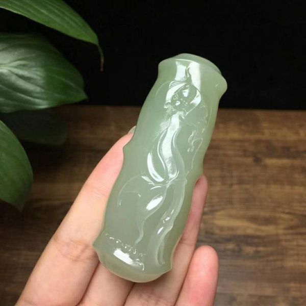 

lockets h66#hetian jade blessing pendant, fine, Silver