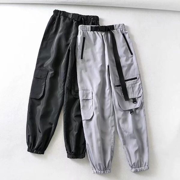 

women's pants & capris summer autumn streetwear cargo casual elastic waist joggers sweat trousers harajuku pantalon, Black;white