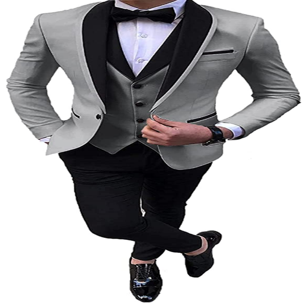 

men's suits & blazers 3 pcs regular mens prom slim fit black dress shawl lapel blazer for wedding party, White;black