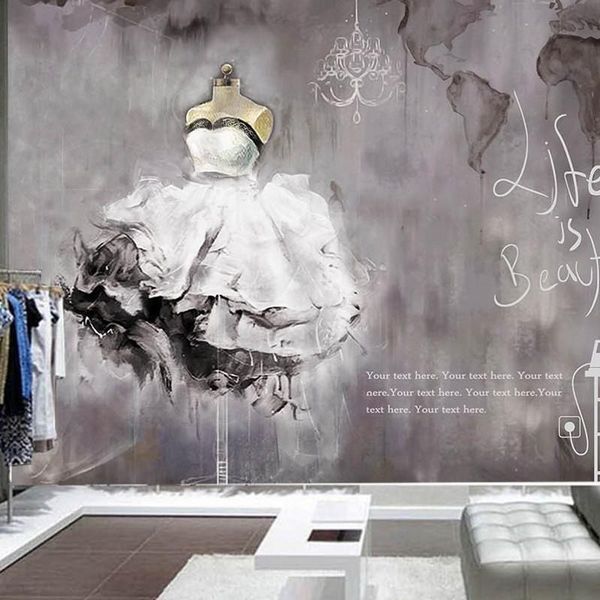 

wallpapers dropship custom vintage beauty back view wedding dress shop background wall boutiques cute luxury wallpaper