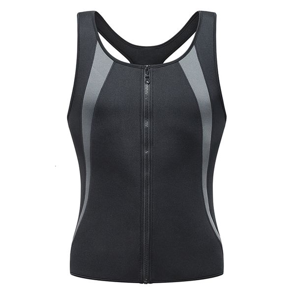 

Men' Tank Tops Fitness sports loss weight top men Body shaping abdomen zipper vest Sportswear Sleeveless Mens G7DO, White;black