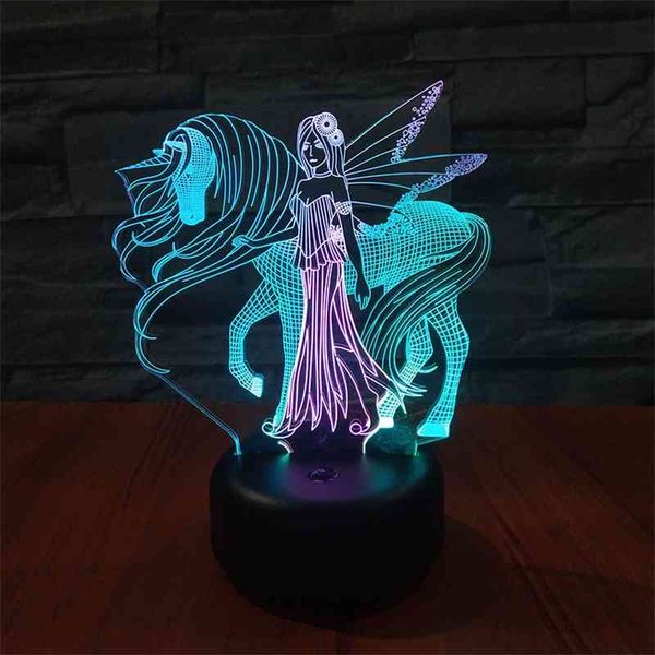 

beauty and horse led3d colorful night creative visual touch charging three dimensional atmosphere gift lamp