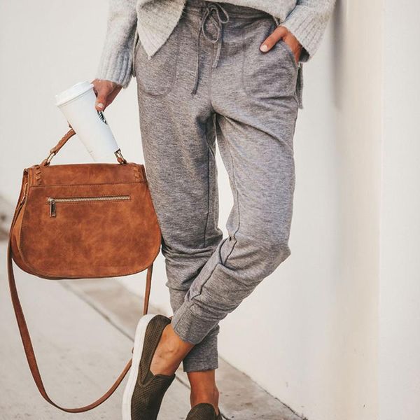 

women's pants & capris 2021 women jogger casual loose drawstring sweatpants sports soft trousers, Black;white