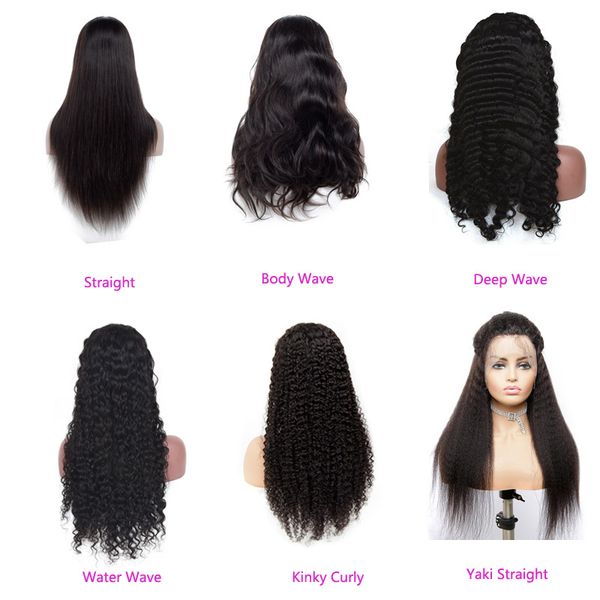 

brazilian human hair 13x4 lace front wigs deep wave kinky curly straight body wave 14-32inch wig wholesale natural color, Black;brown