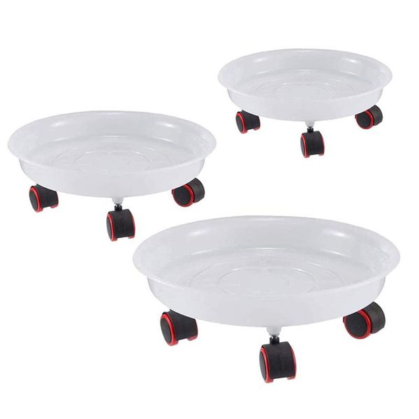 

plant caddy with 360 lockable wheel stand resin flower pot mover mobile tray universal wheels round bottom planters & pots