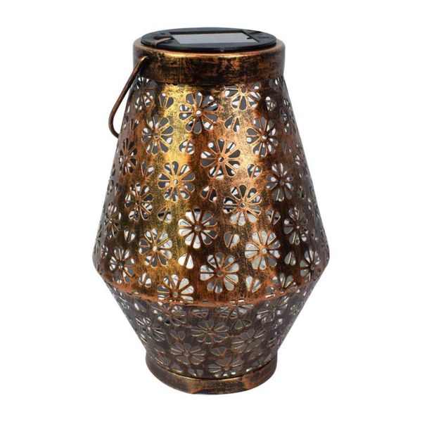 

garden decorations led solar lantern light hollow projection wrought iron hanging lamps waterproof outdoor yard art decoration